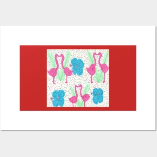 Flamingos in Paradise Tropical Print Posters and Art